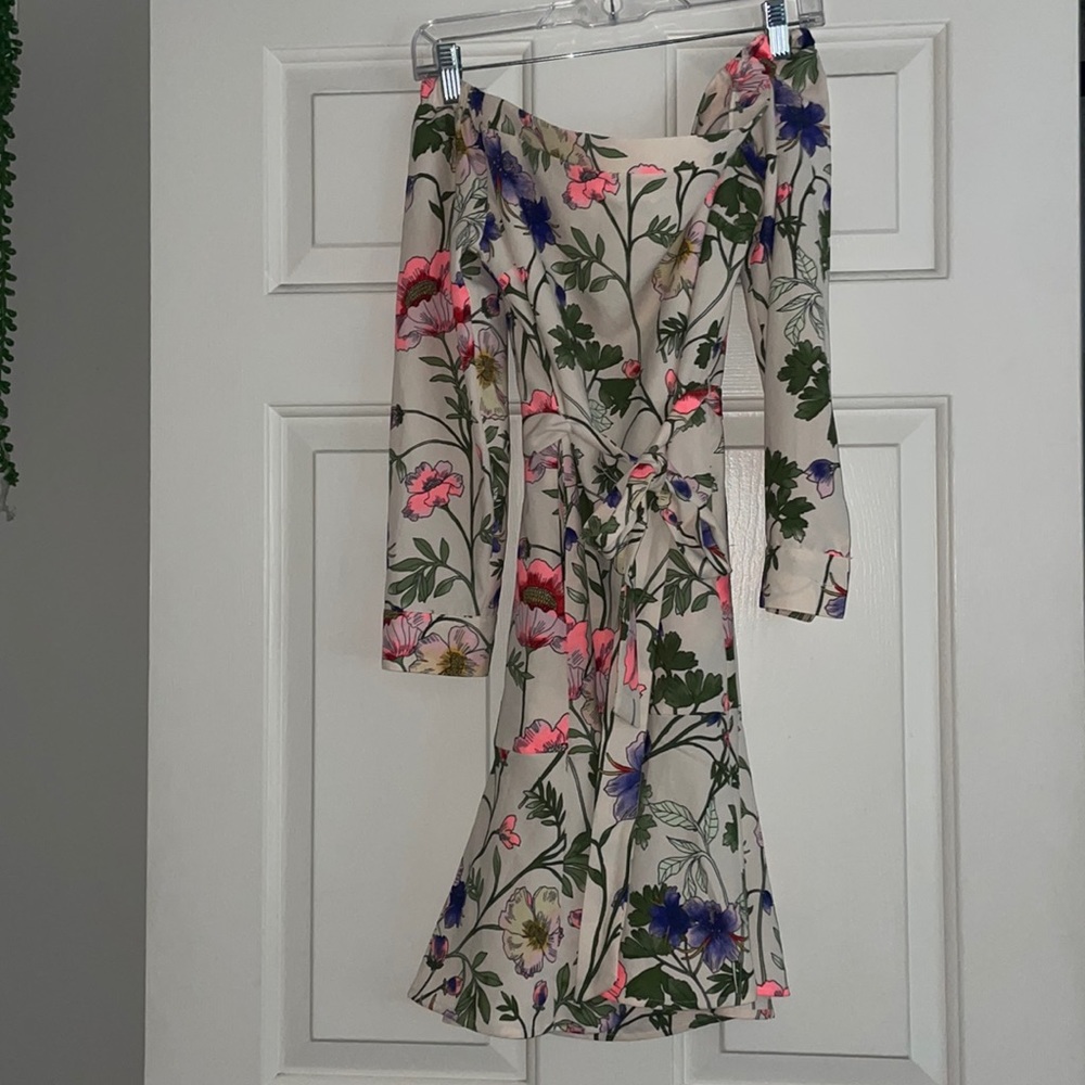 Express Floral Print Off Shoulder Dress